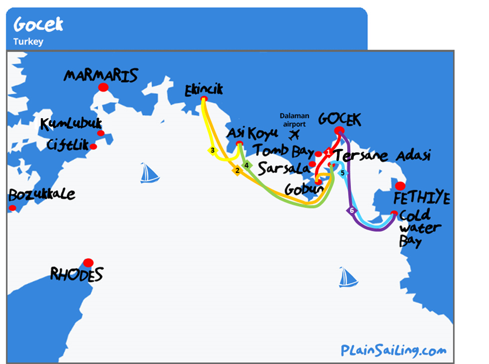 Gocek - 6 day Sailing itinerary